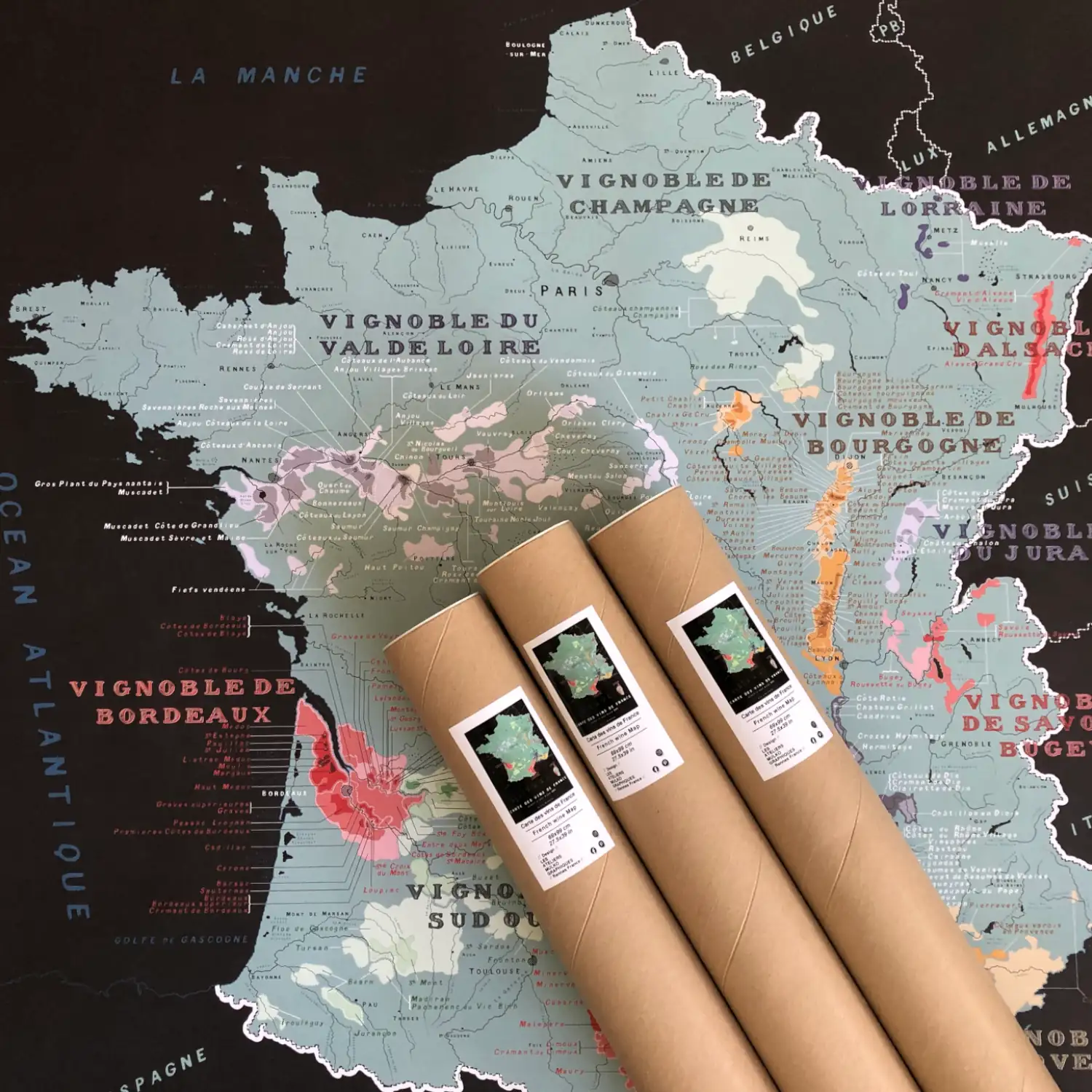 Carte des Vins, carte des vignobles, carte des vins de France, Vignobles de  France -  France