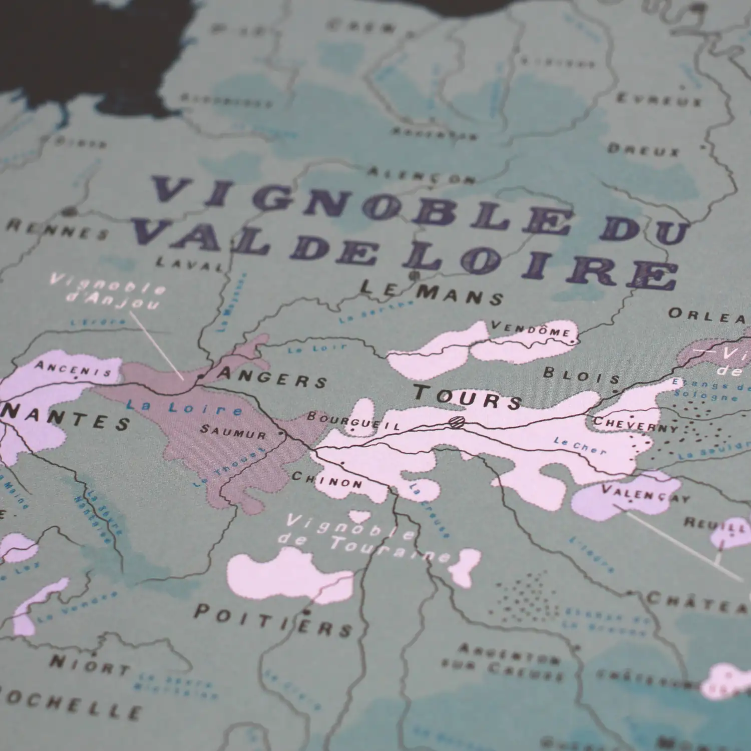 Carte des vins AOC de France réalisée par l'atelier Blay-Foldex