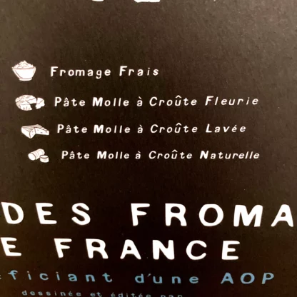Les familles de fromages sur une carte de France